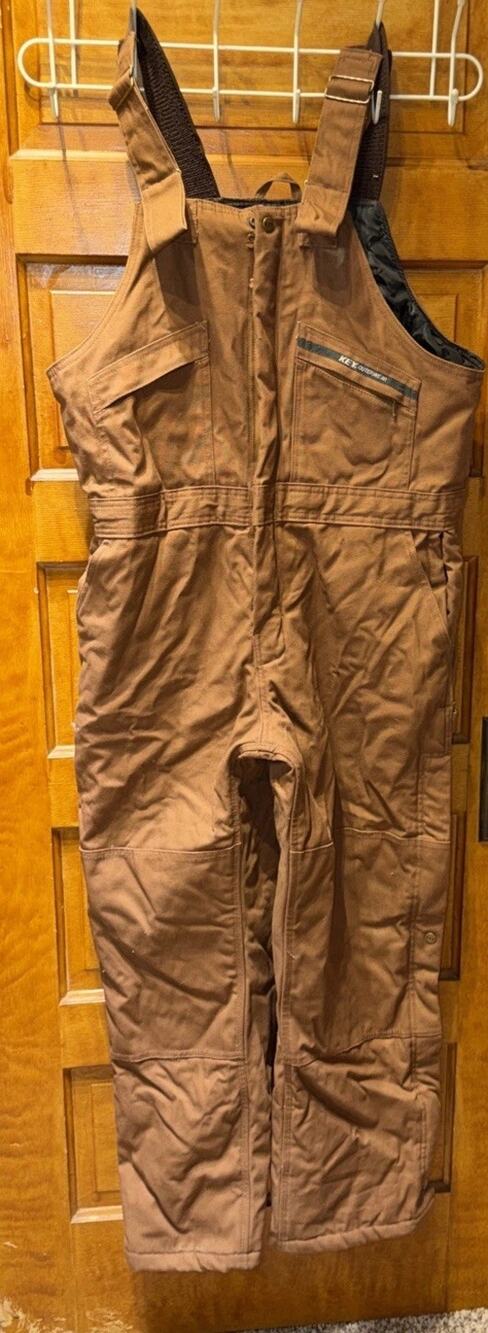 Key Bib Overalls Mens 32x28 Brown Canvas Double Knee Bibs Work Carpenter Lined